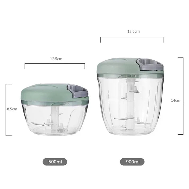 Hand-Pull Food Chopper | Manual Vegetable Cutter & Garlic Mincer (500ml / 900ml)