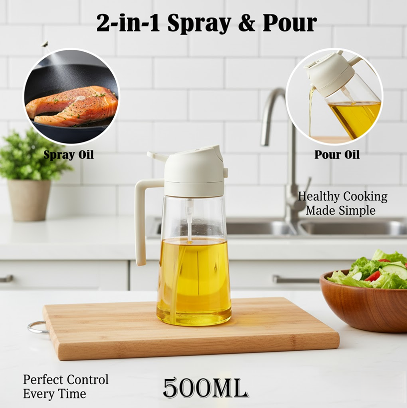 Smart Oil Mister 500ml – Perfect Control for Cooking, Grilling & Air Frying