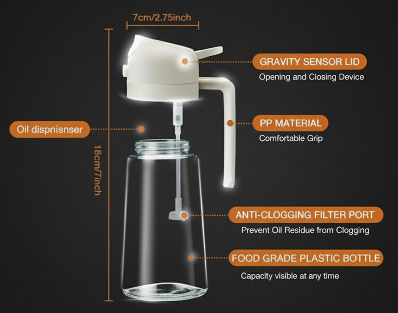 Smart Oil Mister 500ml – Perfect Control for Cooking, Grilling & Air Frying